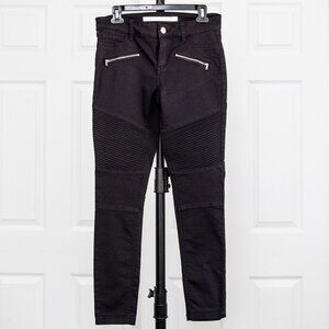 Black Moto Pants with Zipper Details